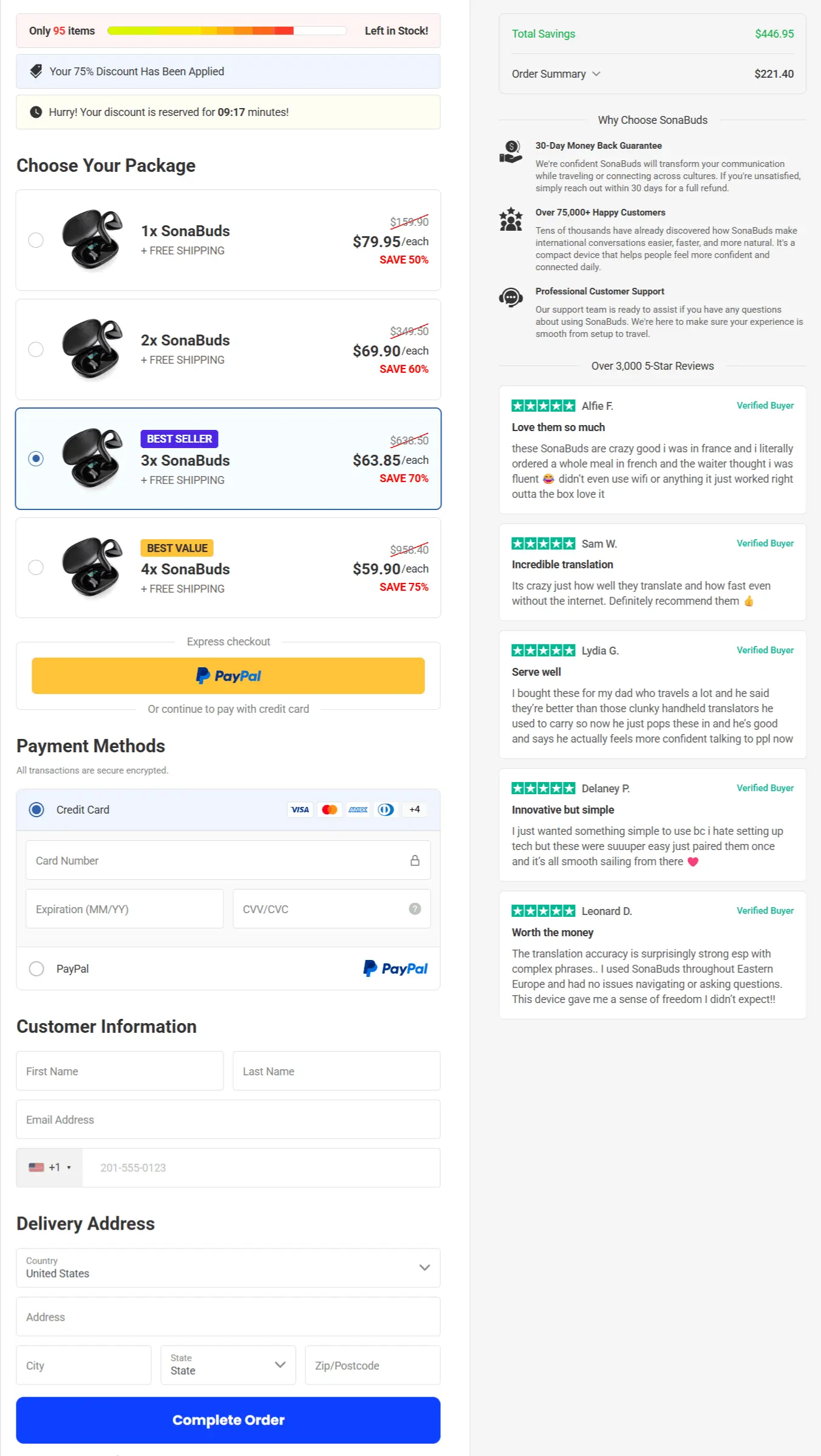 sonabuds secure checkout page